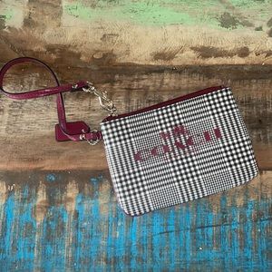 NWOT Coach Zip Red Plaid Wristlet Wallet Purse